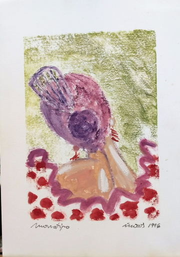 Flamenca. Sevilla - 1996 - Plancha16x12cm - Óleo - Papel 250gr. Canson Guarro. VENDIDO.